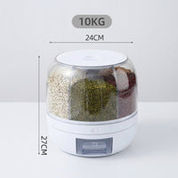 Premium 360° Rotating Rice & Grain Dispenser (6 Compartments) – Moisture-Proof & Airtight Kitchen Storage System