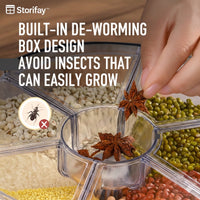 Premium 360° Rotating Rice & Grain Dispenser (6 Compartments) – Moisture-Proof & Airtight Kitchen Storage System